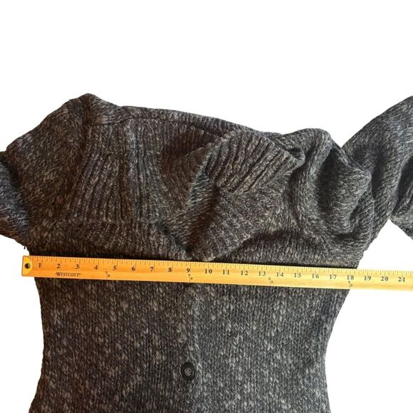 Vintage 90's Express Charcoal Grey Wool Blend Belted Longline Cardigan Sweater L - Picture 9 of 13